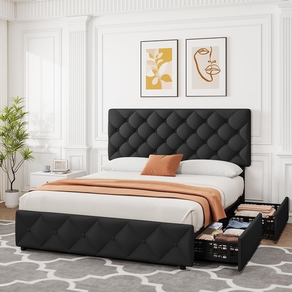 Bed Frame with 4 Storage Drawers - On Sale - Bed Bath & Beyond