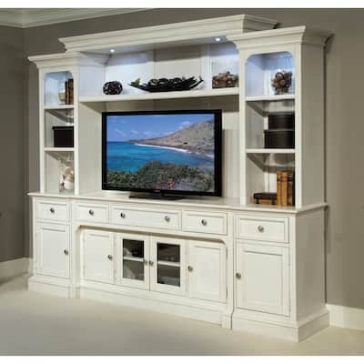 Laurel Garden Cottage Soft White-Yellow Entertainment Wall - 102"W x 17"D x 84"H