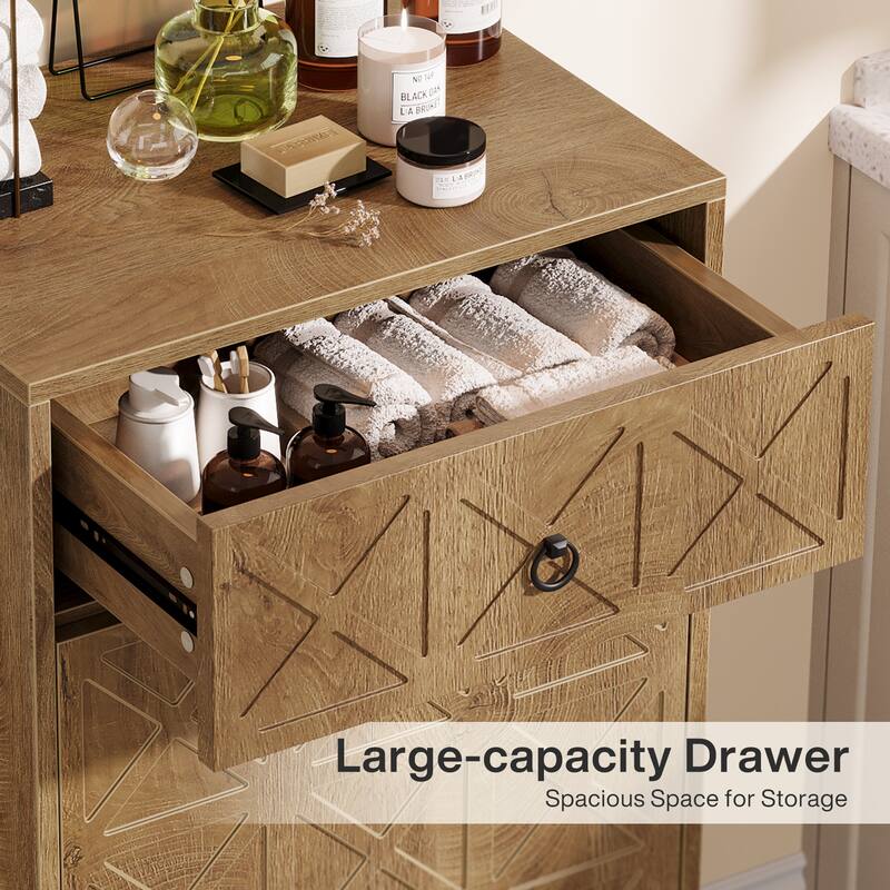 13 Gallon Tilt-Out Laundry Hamper Cabinet with Drawer, Freestanding Hidden Laundry Sorter Storage Unit for Bathroom