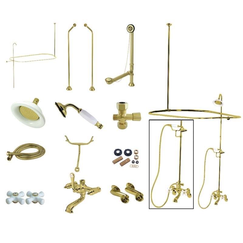 Kingston Brass Vintage Clawfoot Tub Faucet Package - Polished Brass