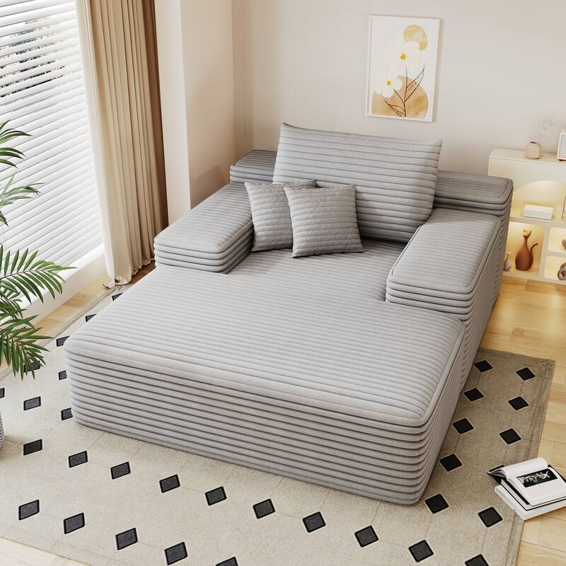 51.2″ Corduroy 2-Seater Cloud Sofa with 600 lb Capacity & Ergonomic Pillows, No Assembly