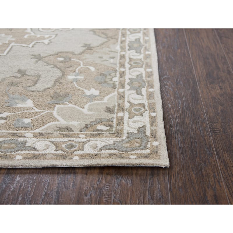 Alora Decor Cascade Floral Medallion Hand-Tufted Wool Area Rug.