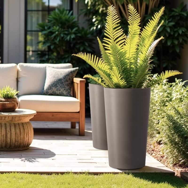 2 Pack Tall 21.7 in Planters for Outdoor Plants, Modern Tall Square Planter Box, Indoor Outdoor Porch Patio Flower Pot