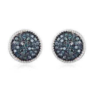 Shop 925 Sterling Silver Platinum Blue Diamond Stud ...