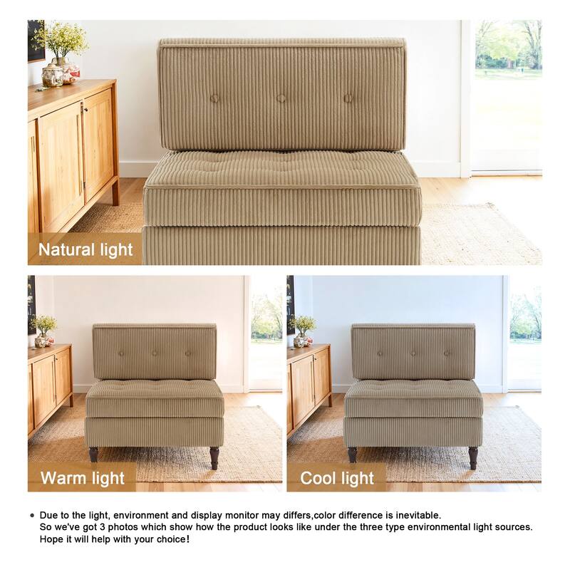 32.57" W Upholstered Corduroy Armless Accent Chair