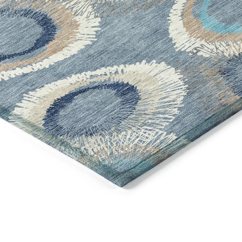 Machine Washable Indoor/ Outdoor Modern Spikey Chantille Rug