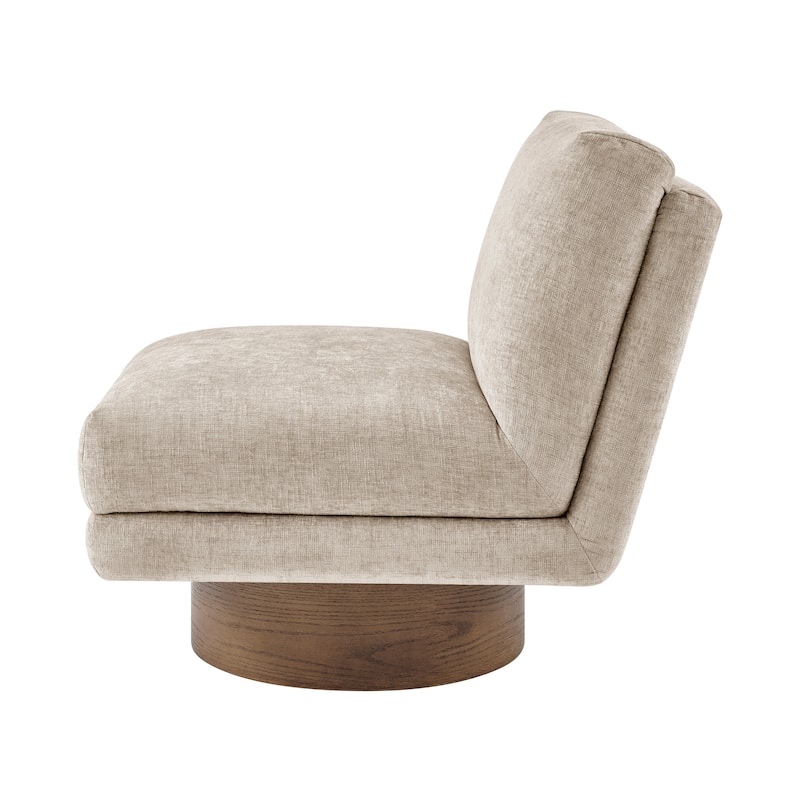 NPD Furniture Zenda Fabric Swivel Accent Chair with Wooden Base