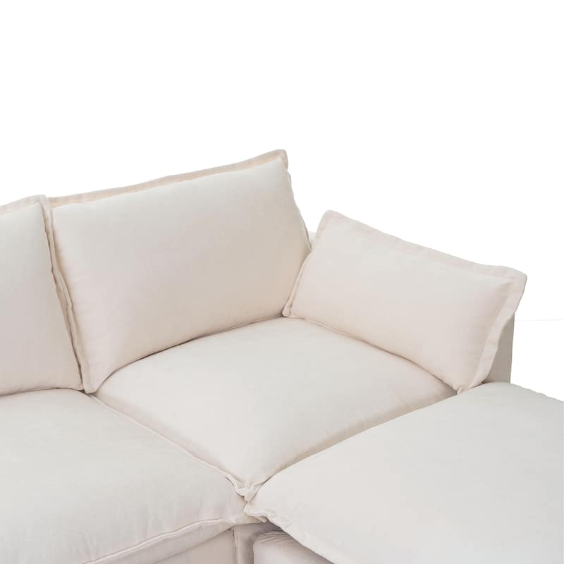 93" Modular L-Shaped Sectional Sofa Couch for Living Room, 4-Seater Modern Sofa Set with Movable Ottoman