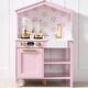 preview thumbnail 1 of 3, Pretend Play Wooden Farmhouse Kitchen Set w/ Storage, 5 Accessories