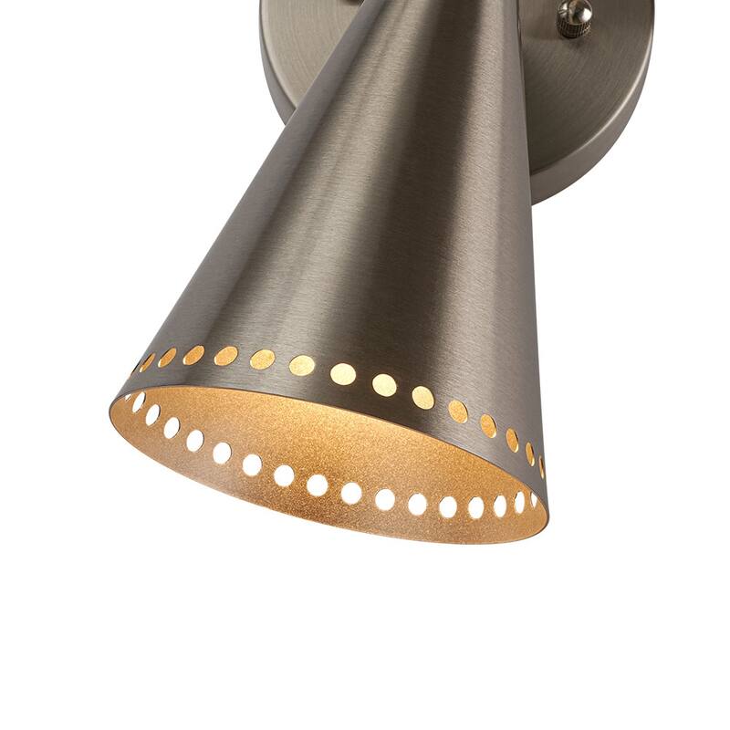 2-Light Mid-century Dual Cone Hourglass Up Down Wall Sconce