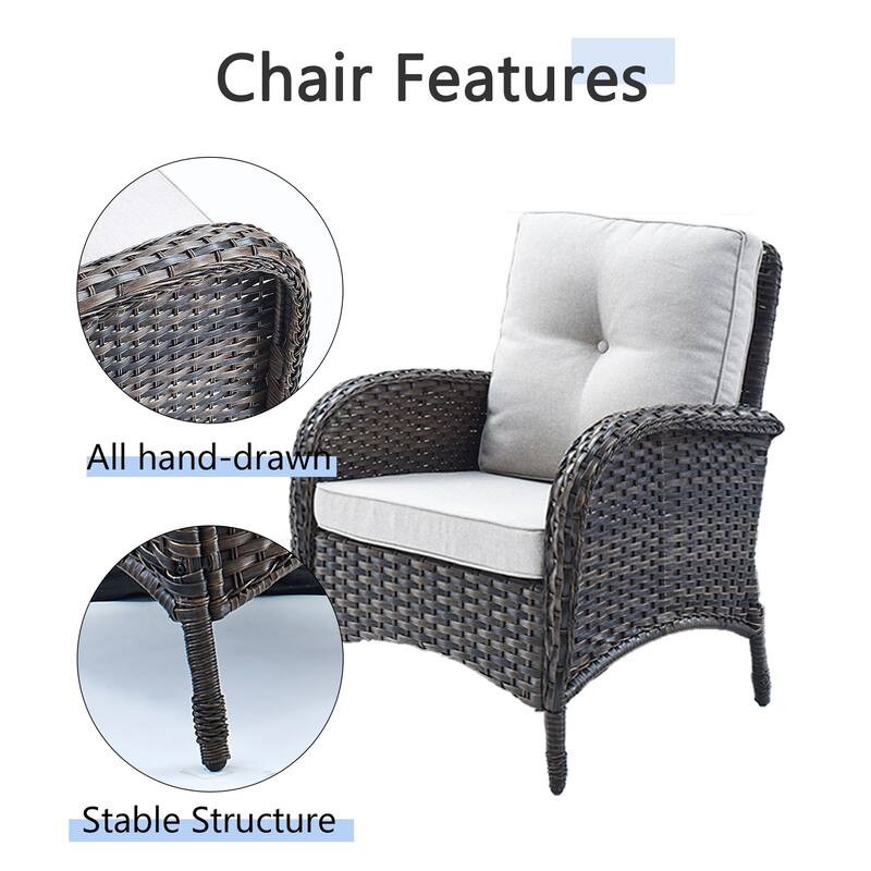 Gymojoy Outdoor Fire Pit Conversation Set, 3-Seat Sofa & Chairs Patio Furniture Set