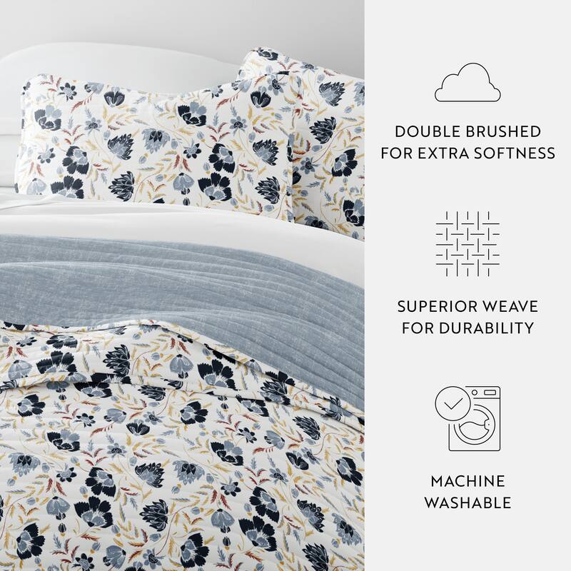 Becky Cameron All Season 3 Piece Floral Reversible Quilt Set