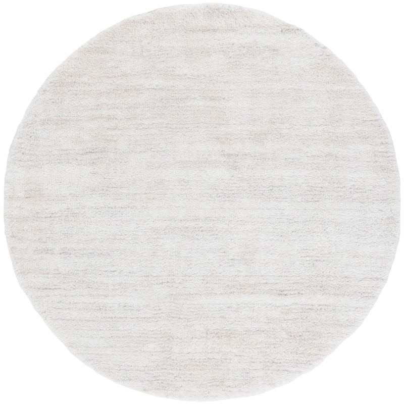 SAFAVIEH Tahoe Shag Yaprak Abstract 1.2-inch Thick Rug - 6'7" Round - Ivory/Taupe - Round