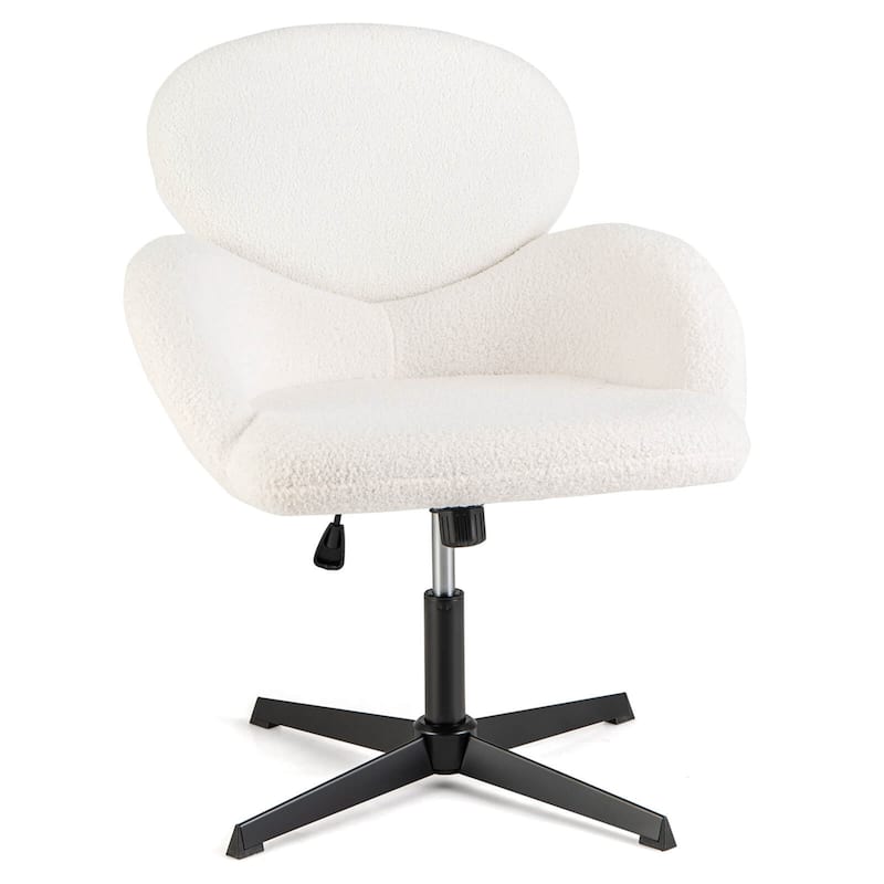 Costway Criss Cross Chair Swivel Cross Legged Chair with Adjustable - See Details - White