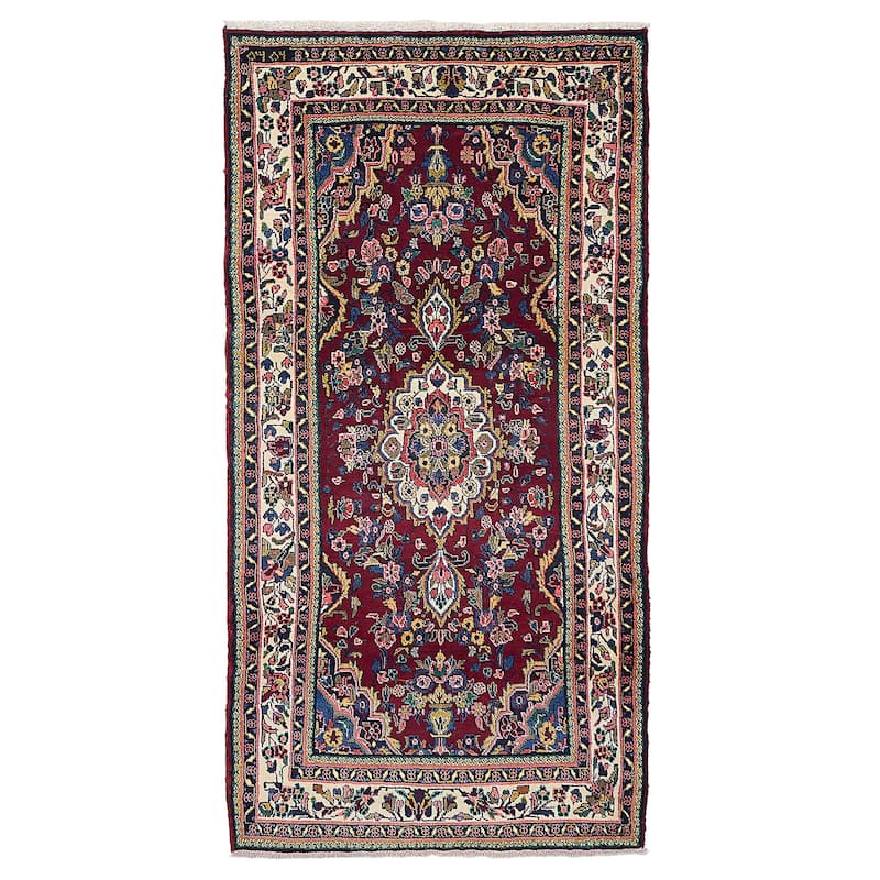 ECARPETGALLERY Hand-knotted Anadol Dark Red Wool Rug - 3'11 x 7'11