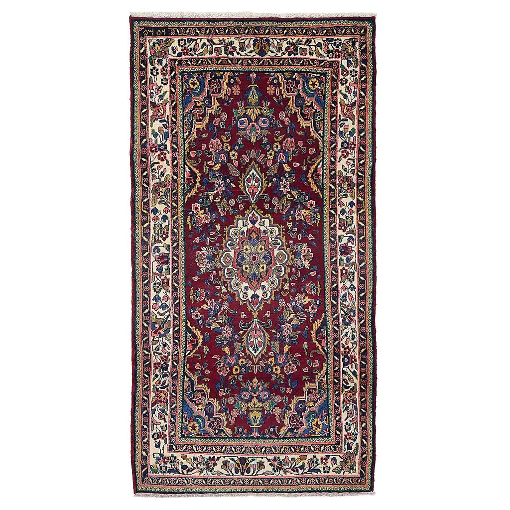 ECARPETGALLERY Hand-knotted Anadol Dark Red Wool Rug - 3'11 x 7'11