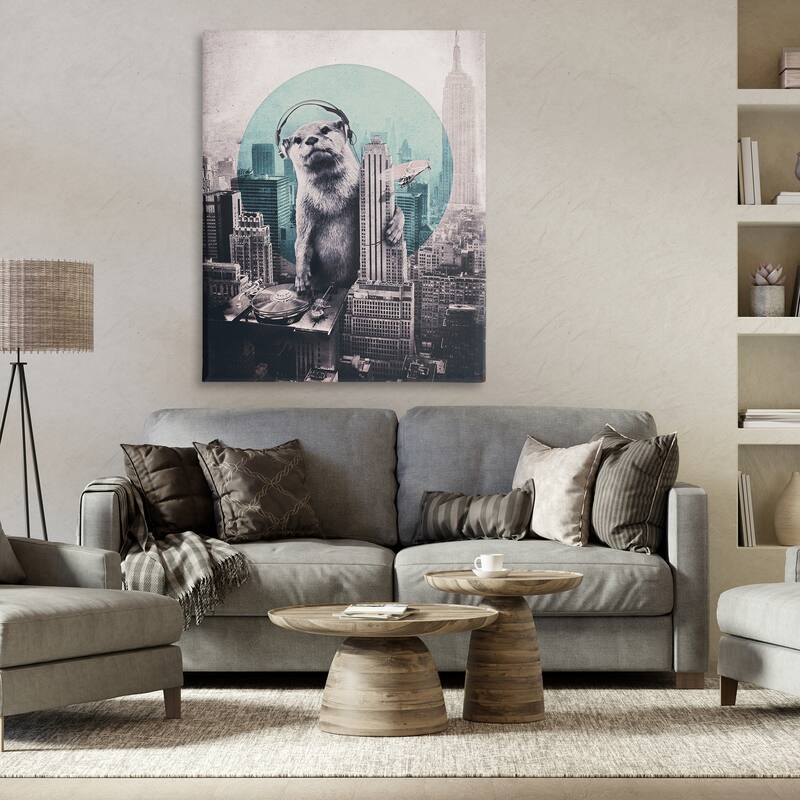 Stupell DJ Otter over Cityscape Canvas Wall Art Design By Ali Gulec
