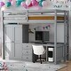 preview thumbnail 1 of 16, Twin Size Loft Bed with Wardrobe,Desk and Storage Drawers Grey