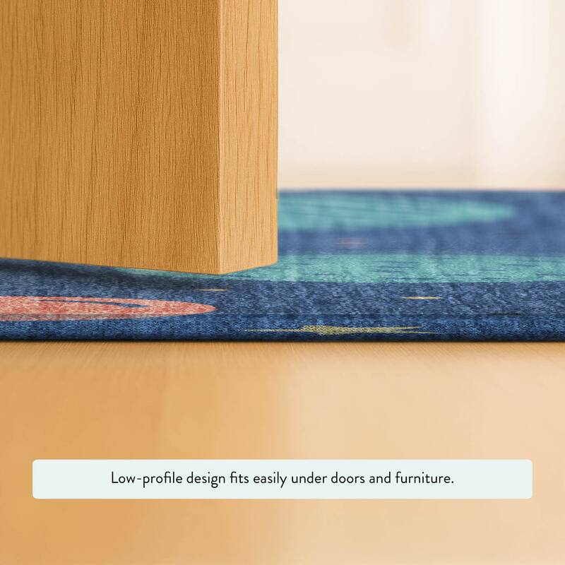 Machine Washable Indoor/ Outdoor Modern Planets Chantille Rug