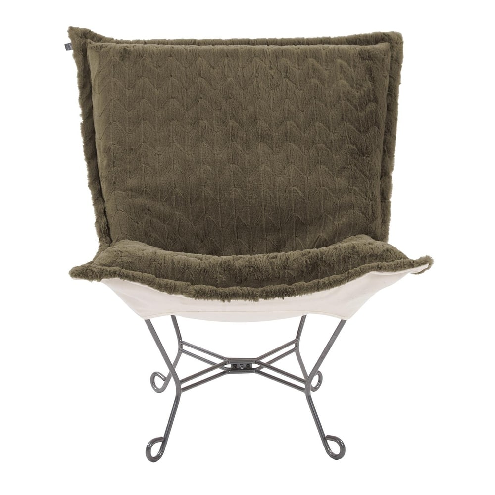 Allan Andrews Scroll Puff Chair with Titanium Frame, Angora Collection