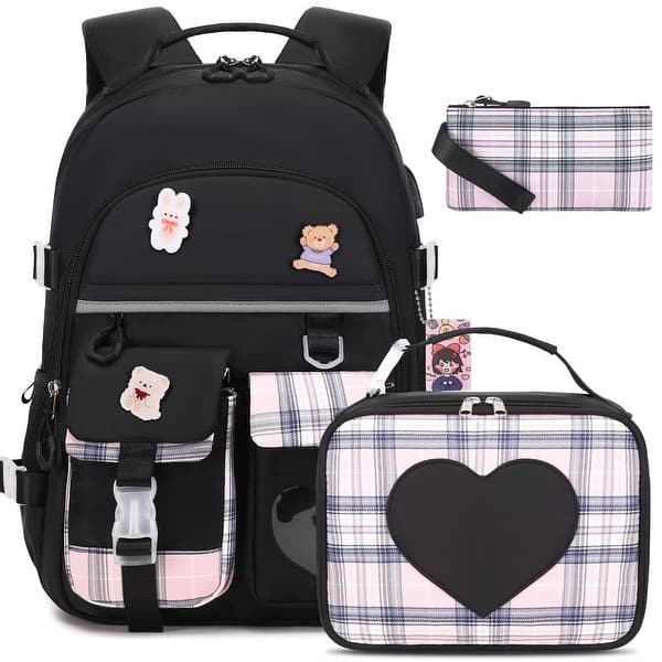 slide 2 of 12, Backpack for Girls - Bookbag Backpacks Schoolbag for Girls Kids Teen Women Casual Travel Daypacks Black