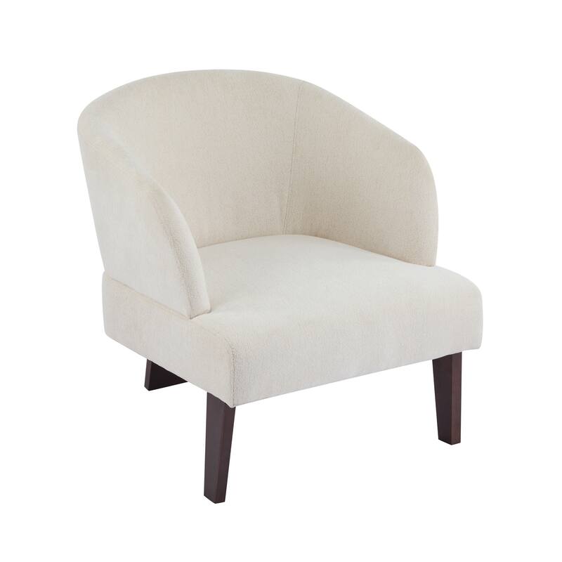 Polyester Mid-Century Accent Chair with Round Back, Wooden Legs and 300lb Weight Capacity