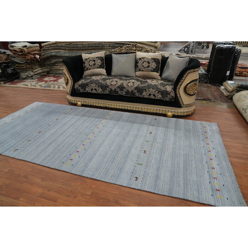 Tribal Wool Gabbeh Oriental Area Rug, Handmade Modern Carpet - 11' 4'' X 5' 2''