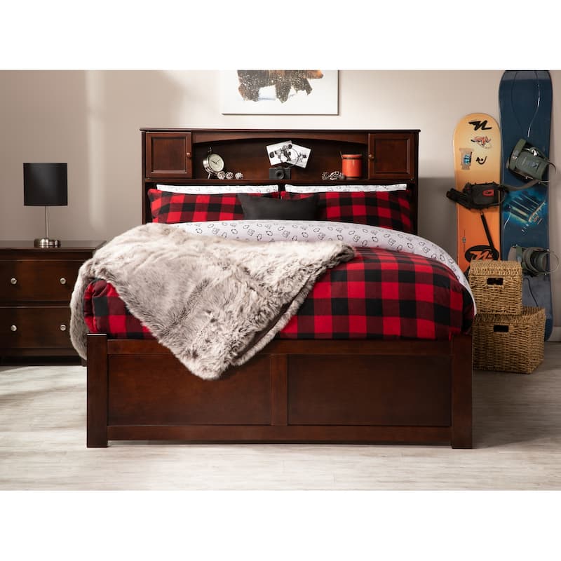 AFI Newport Full Size Platform Bed with Footboard & Full Trundle