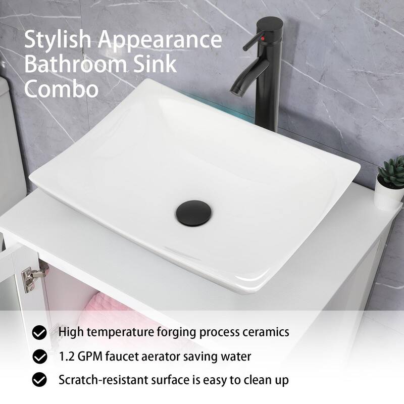 48" Bathroom Vanity Set Vessel Sink Faucet W/ Small Cabinet Combo
