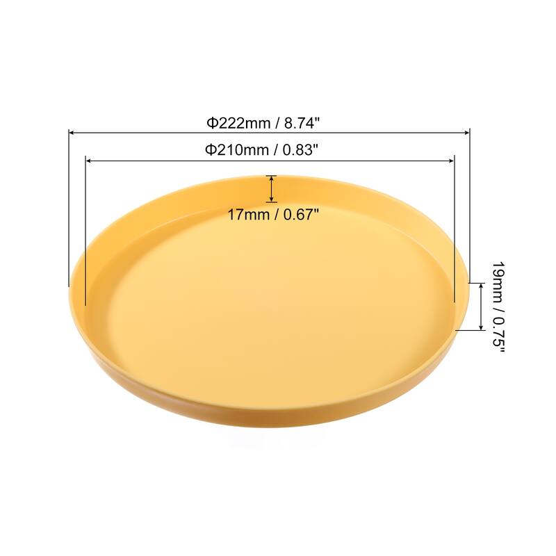 9" x 1" Round Restaurant Serving Trays, 3 Pack Food Service Tray - Yellow