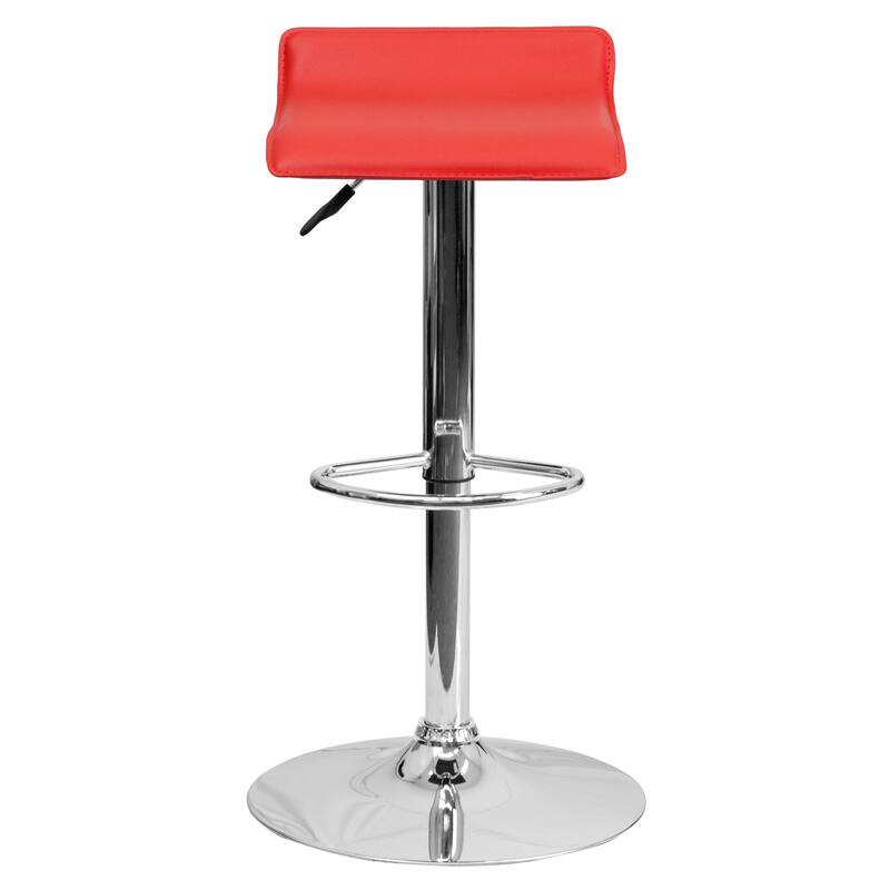 Contemporary Solid Wave Seat Vinyl Adjustable Bar Stool - 15"W x 15"D x 25.5" - 34"H - 15"W x 15"D x 25.5" - 34"H