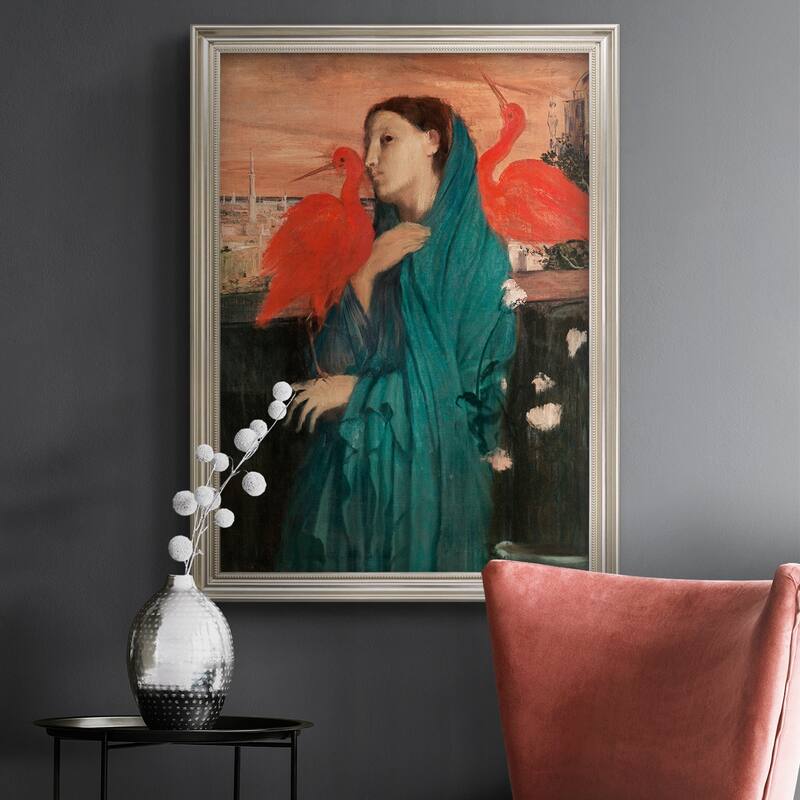 Young Woman with Ibis Premium Framed Canvas- Ready to Hang