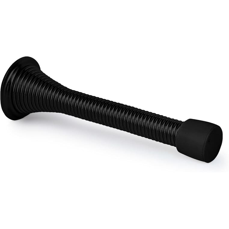 Mega Handles Spring Door Stop with Rubber Bumper | Door Knob and Wall Protection - Matte Black