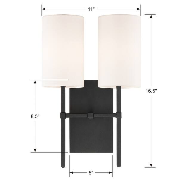 Veronica 2 Light Black Wall Mount - 11'' W x 16.5'' H x 6'' D