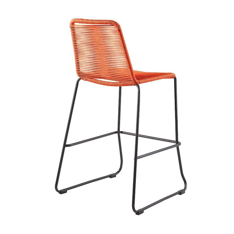 Shasta Black Metal and Rope Indoor Outdoor Patio Counter Height Chairs - Set of 2 - Counter Height