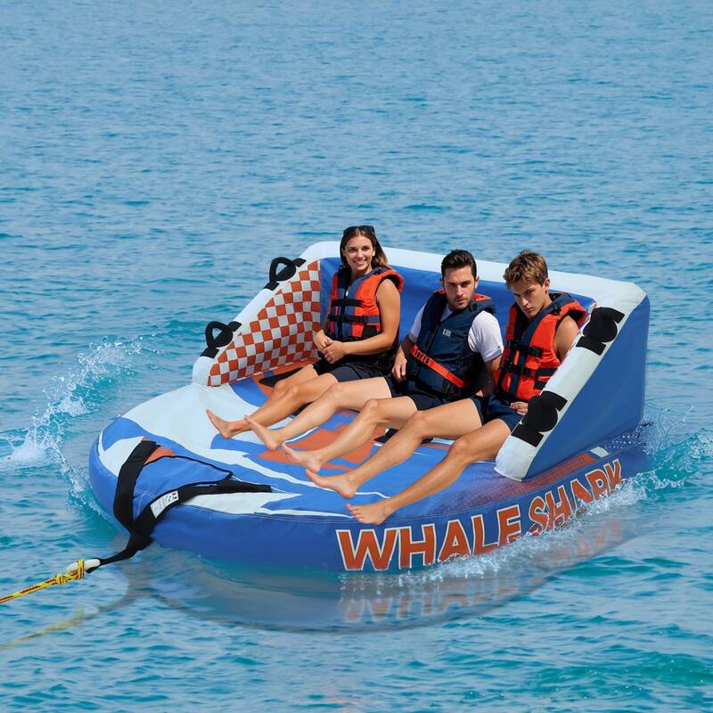VEIKOUS Inflatable Towable Tube for Boating, Heavy-Duty 510 lbs Capacity, Premium Nylon Cover - 66.9''×66.9''×30.3''