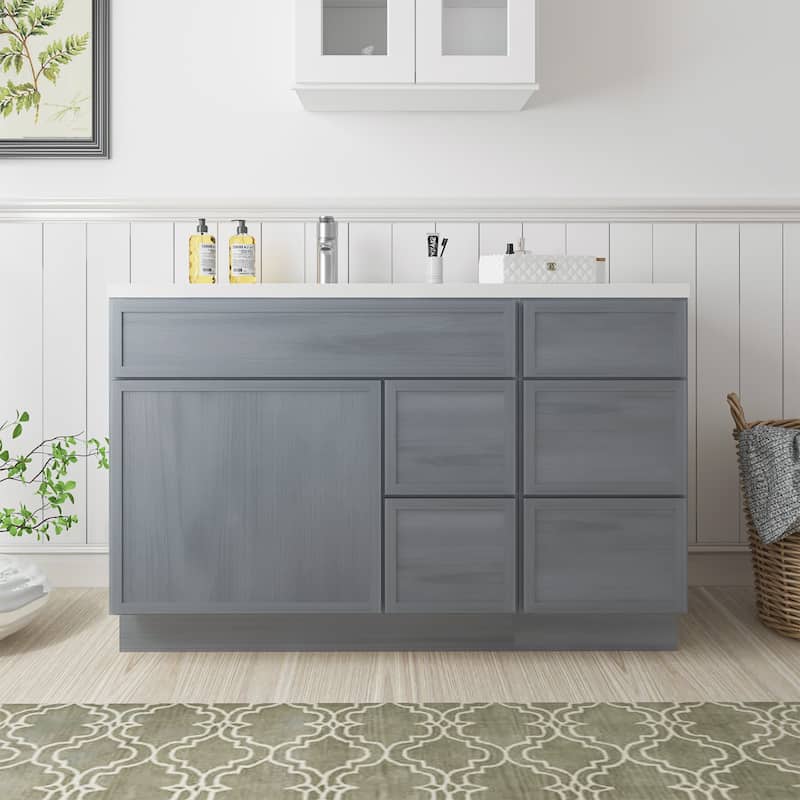 Vanity Art 51" Birch Freestanding Bathroom Vanity Cabinet without Top - Silver