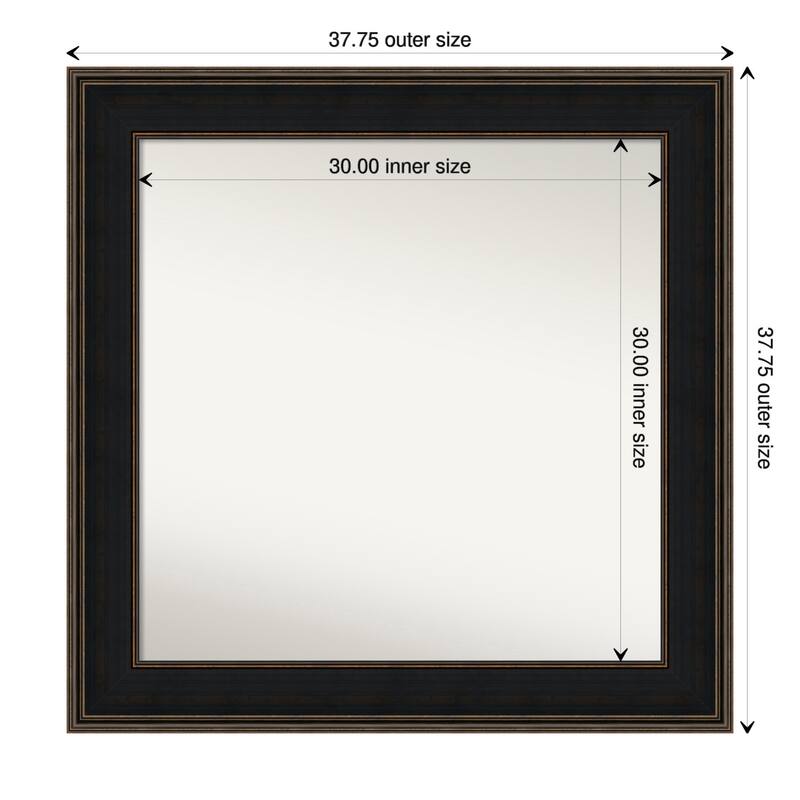 Mezzanine Espresso Framed Non-Beveled Custom Wall Mirror, Bathroom Vanity Mirror - Outer Size: 37.75 x 37.75