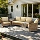 preview thumbnail 8 of 81, Rope Woven Patio Conversation Set with Swivel Chair & Settee Cushions Khaki/Khaki - 4-Piece