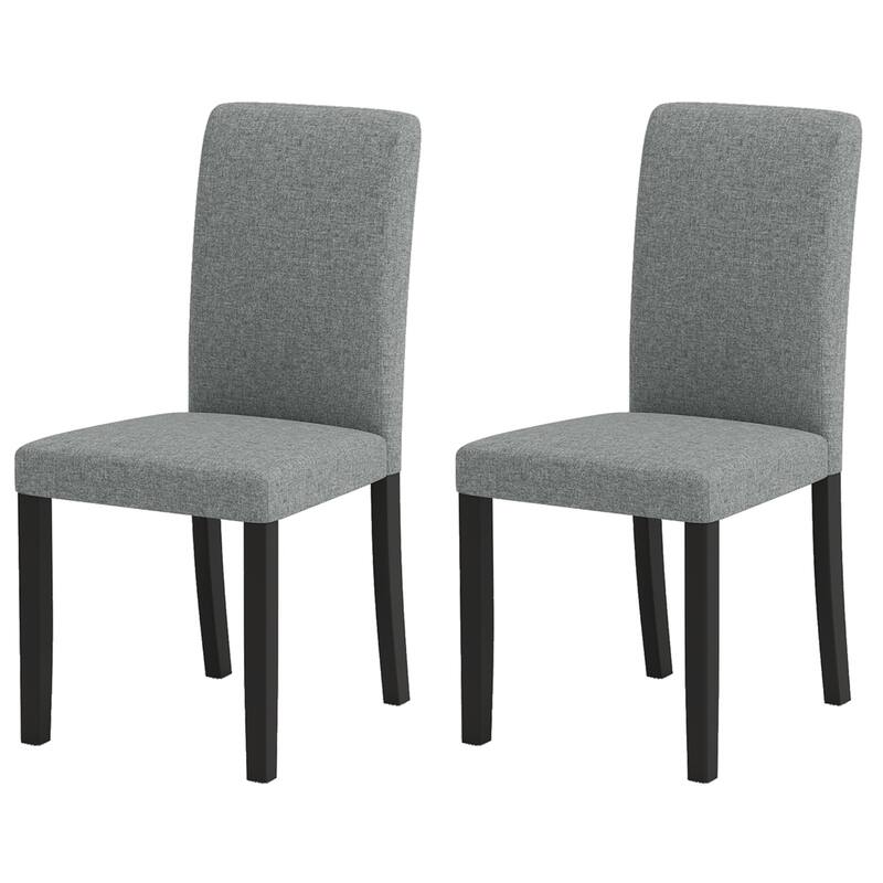 Gymax Dining Chair Set of 2 Mid-Century Modern Fabric Upholstered