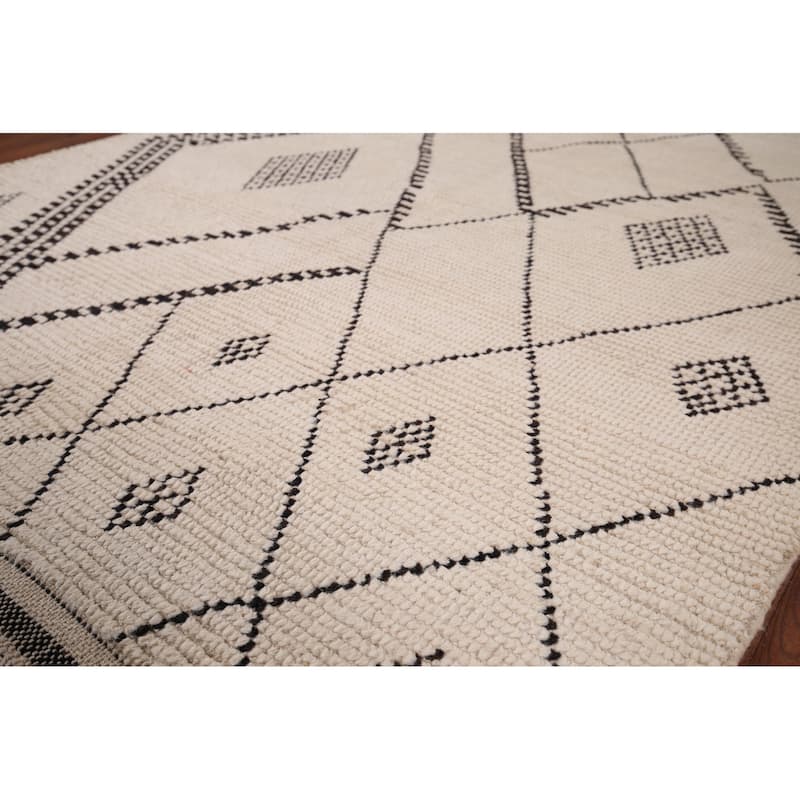 Geometric Moroccan Oriental Area Rug Handmade Wool Carpet - 4'11" x 8'10"