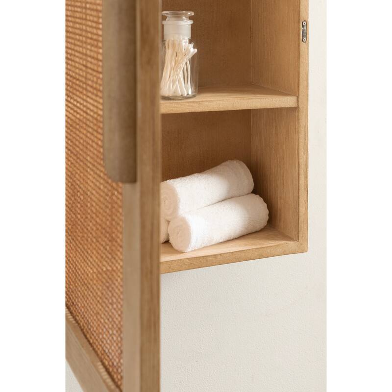 Kate and Laurel Ori Rattan Arch Wall Cabinet - 15x8x24