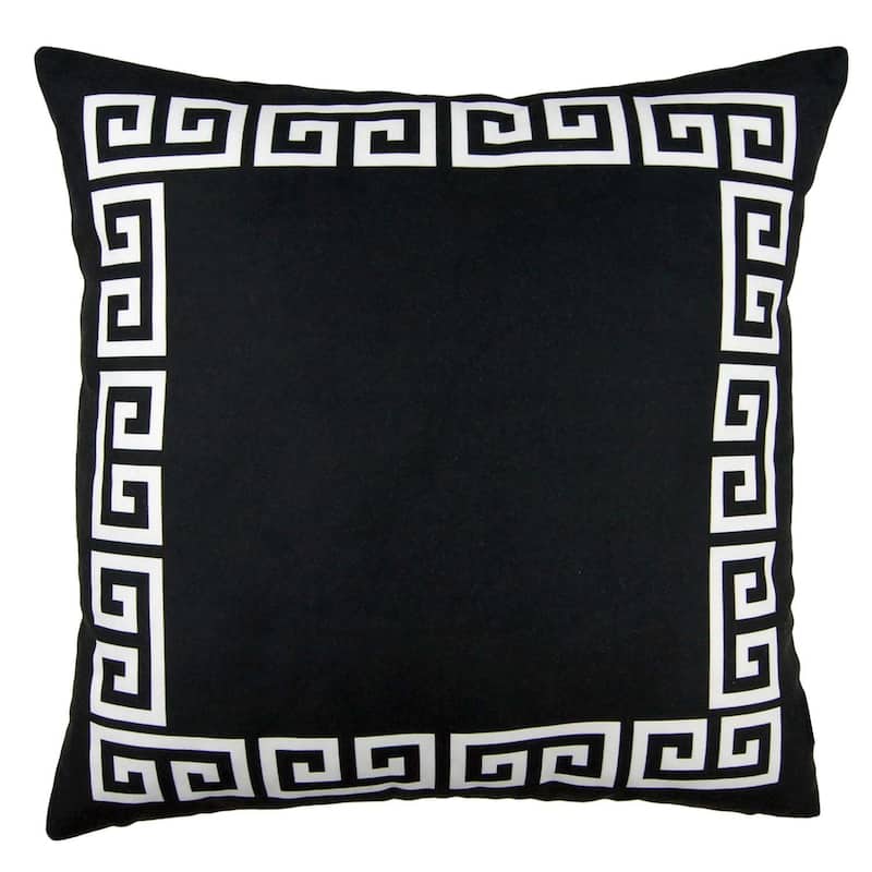 HomeRoots Yellow and White Greek Key Bordered Throw Pillow - Black