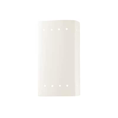 Justice Design Group Ambiance Small Rectangle w/ Perfs Gloss White Outdoor Closed Top & Bottom Wall Sconce
