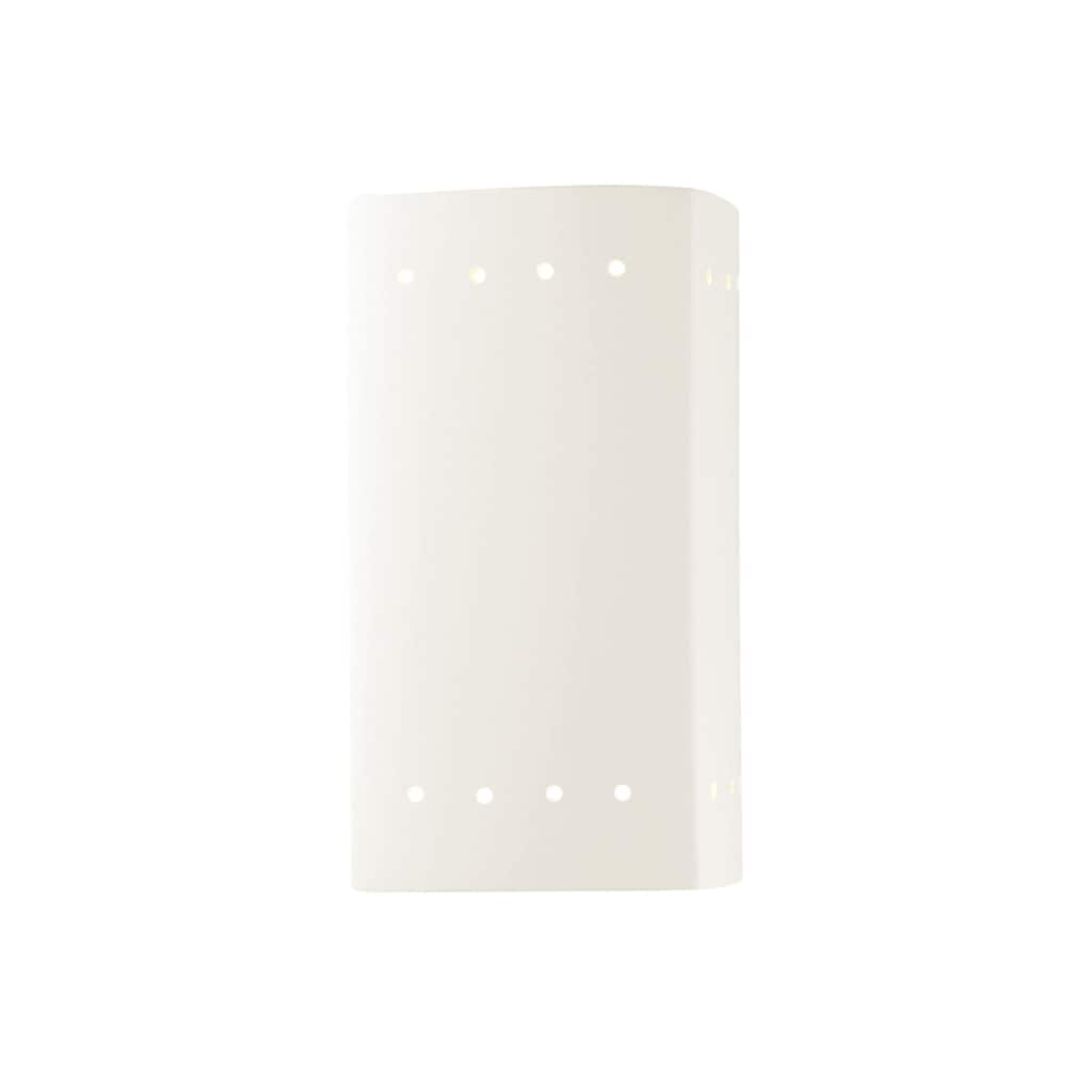 Justice Design Group Ambiance Small Rectangle w/ Perfs Gloss White Outdoor Closed Top & Bottom Wall Sconce