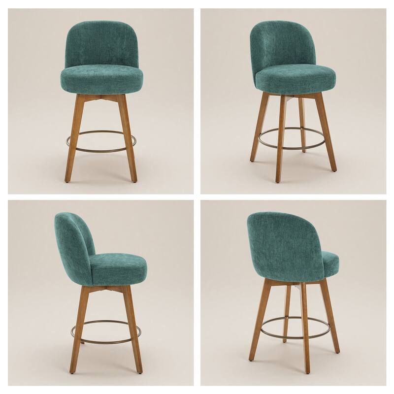 Fabric Upholstered Counter Height Swivel Bar Stools - 37.8"H x 19.7"W x 23.2"D