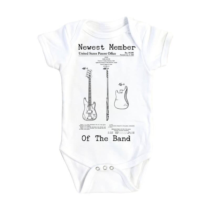 Rock Band Patent - Baby Boy Girl Clothes Infant Bodysuit Funny Cute Newborn - White - 0-3M