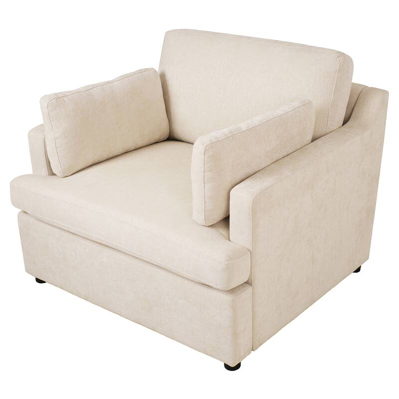 Modern 37" Accent chair with Plastic Legs and Pillows for Living Room