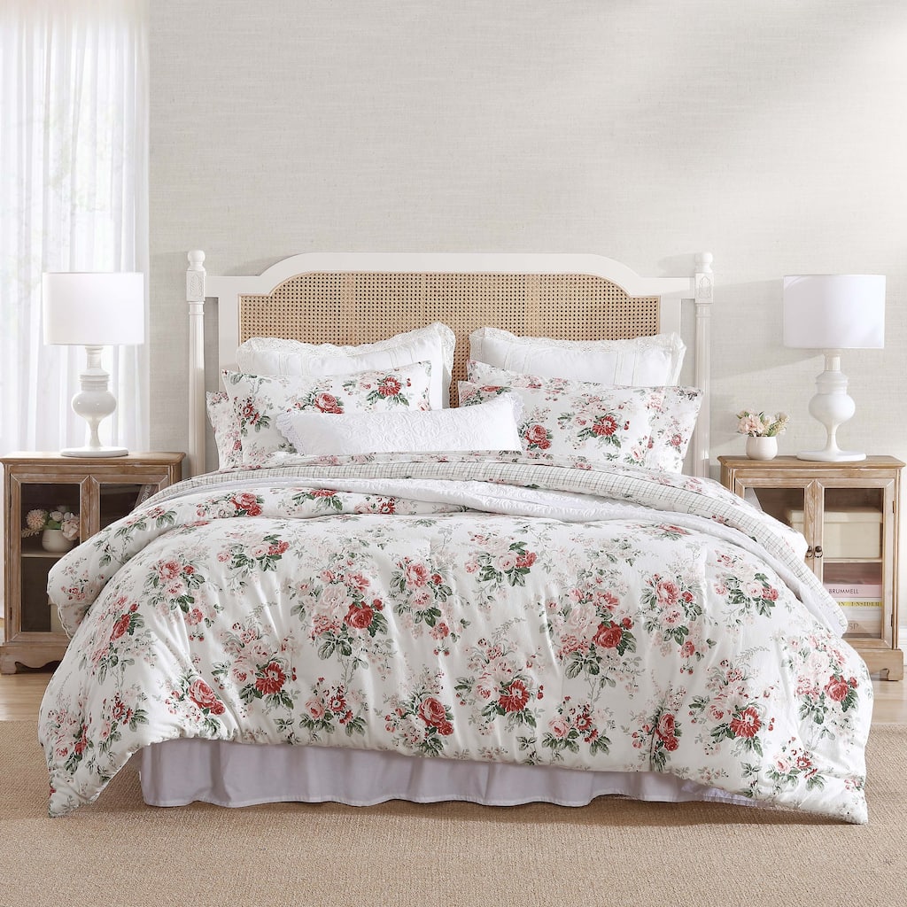 Laura Ashley Ashfield Cotton Flannel Reversible Comforter Set