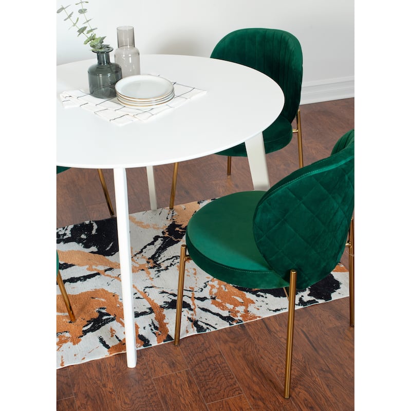 Roundhill Furniture Amoa Contemporary 3-Piece Dining Set, White Round Table and 2 Chairs